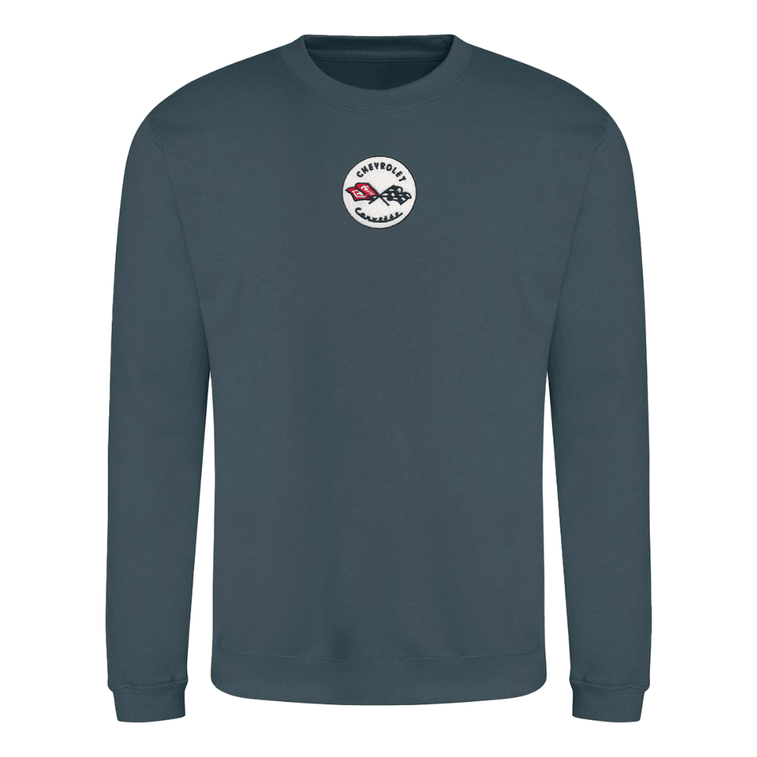 Corvette Embroidered Crew Neck Sweatshirt - Air Force Blue