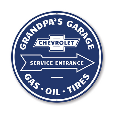 Grandpa's Garage Chevrolet Service Entrance - Aluminum Sign