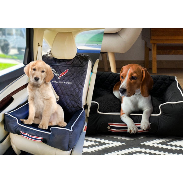 C8 Corvette Crossed Flags Pet Bed And Seat Cover